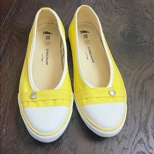 Longchamp Le Pliage Yellow Canvas Ballet Flats Size 7 (6-6.5)